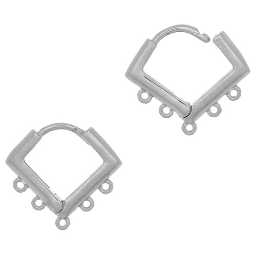 Monachelle rombo 5 anelli da decorare in ottone 13x14 mm - Rodio x2