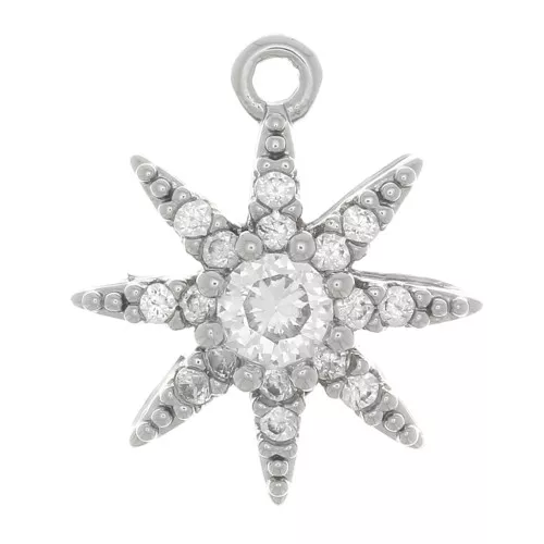 Ciondolo a stella 12x11 mm con Ossido di zirconio - rodio - cristallo x1