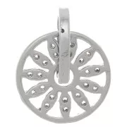 Pendente a forma di fiore traforato 14x11.5 mm con Ossido di zirconio - Rodio - Cristallo x1