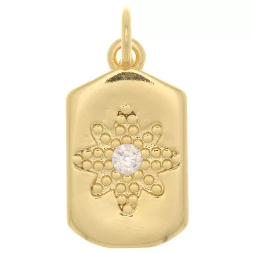 Pendente piatto rettangolare 17x10 mm stella con Ossido di zirconio - Oro - Cristallo x1