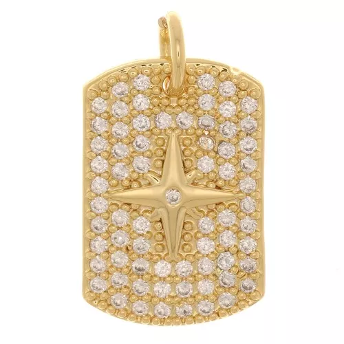 Pendente a forma di rettangolo 16x11 mm con Ossido di zirconio e stella - Oro - Cristallo x1