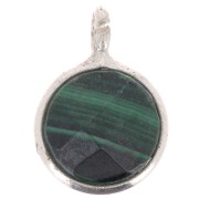 Ciondolo sfaccettato rotondo 7 mm - Argento 925 - Malachite x1|raw }}