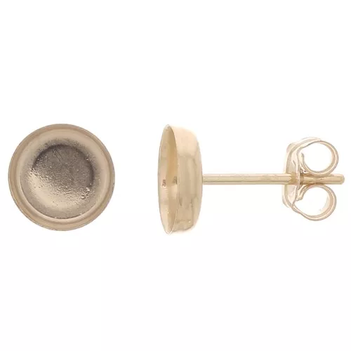 Orrechini a perno tondi per cabochon 6 mm - Gold Filled x2