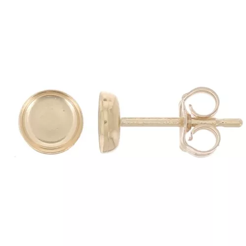 Orrechini a perno tondi per cabochon 4 mm - Gold Filled x2