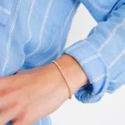 Braccialetto elastico con perline rotonde 3 mm - Gold filled x1