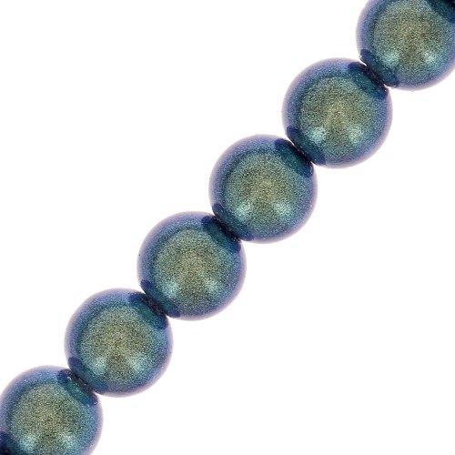 Perle Preciosa - Round Maxima - 4 mm - Pearlescent Peacock Green x30
