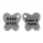 Ciondolo farfalla Hand Made/Fatto a Mano mm. 12 argentato antico|raw }}