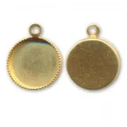 Castone pendente per cabochon retro piatto mm. 10 dorato con oro fino x1