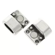 Chiusura magnetica per cuoio mezzo tondo mm. 10x5 argentato brun