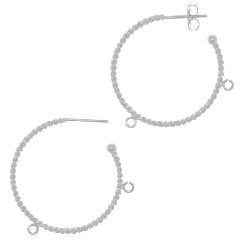 Orecchini a cerchio filo intrecciato 32 mm con 2 anelli aperti - Argentato x2