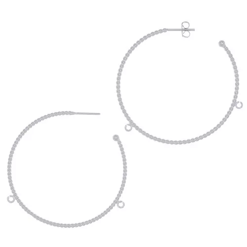 Orecchini a cerchio filo intrecciato 52 mm con 2 anelli aperti - Argentato x2