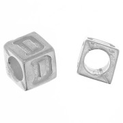 Perla alfabeto cubo 5 mm con foro grande - D - Argento 925 x1|raw }}