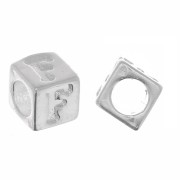 Perla alfabeto cubo 5 mm con foro grande - F - Argento 925 x1|raw }}