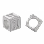 Perla alfabeto cubo 5 mm con foro grande - H - Argento 925 x1