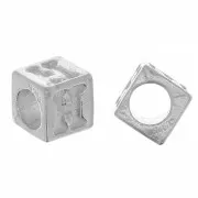 Perla alfabeto cubo 5 mm con foro grande - H - Argento 925 x1