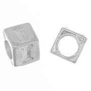 Perla alfabeto cubo 5 mm con foro grande - I - Argento 925 x1