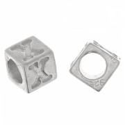Perla alfabeto cubo 5 mm con foro grande - X - Argento 925 x1|raw }}