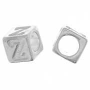 Perla alfabeto cubo 5 mm con foro grande - Z - Argento 925 x1|raw }}