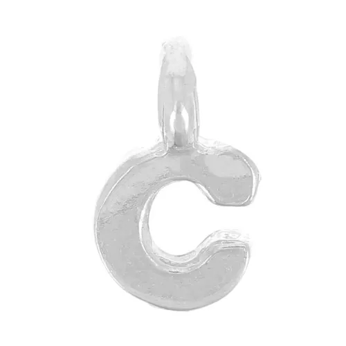 Ciondolo lettera alfabeto 8 mm con anello chiuso - C - Argento 925 x1