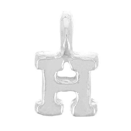 Ciondolo lettera alfabeto 8 mm con anello chiuso - H - Argento 925 x1