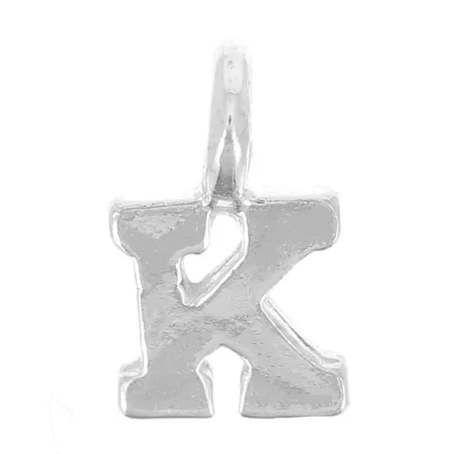 Ciondolo lettera alfabeto 8 mm con anello chiuso - K - Argento 925 x1