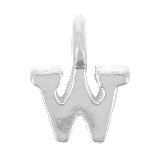 Ciondolo lettera alfabeto 8 mm con anello chiuso - W - Argento 925 x1