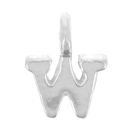 Ciondolo lettera alfabeto 8 mm con anello chiuso - W - Argento 925 x1
