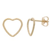 Orecchini a perno cuore scavato 9x10 mm effetto diamante - Gold filled x2|raw }}