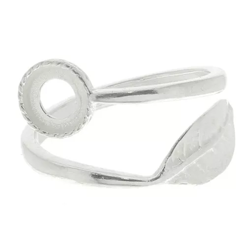 Anello foglio regolabile per cabochon fondo piatto 6 mm - Argento 925 x1