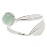 Anello foglio regolabile per cabochon fondo piatto 6 mm - Argento 925 x1