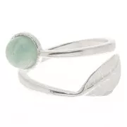 Anello foglio regolabile per cabochon fondo piatto 6 mm - Argento 925 x1