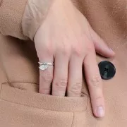 Anello foglio regolabile per cabochon fondo piatto 6 mm - Argento 925 x1