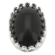 Castone ovale - decorazione a corona - per cabochon 14x10 mm - Argento 925 x1