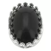 Castone ovale - decorazione a corona - per cabochon 14x10 mm - Argento 925 x1