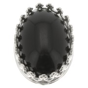 Castone ovale decorazione corona per cabochon14x10 mm - Placcatura in argento fino