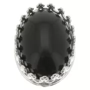 Castone ovale decorazione corona per cabochon14x10 mm - Placcatura in argento fino