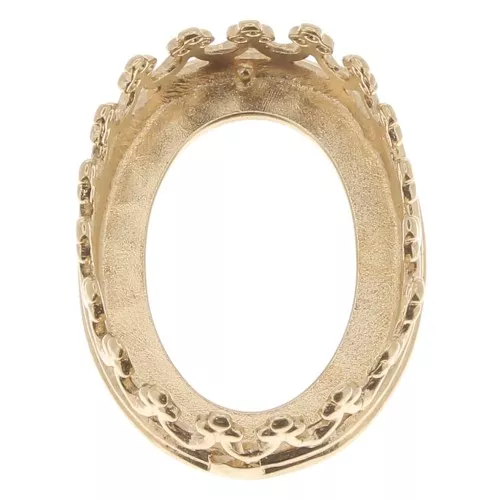 Castone ovale decorazione corona per cabochon 14x10 mm - Dorato con oro fino x1