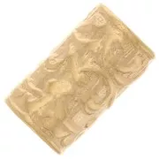 Perla tubo dritto lavorato 9x5 mm - placcato oro 3 micron x1