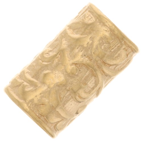 Perla tubo dritto lavorato 9x5 mm - placcato oro 3 micron x1