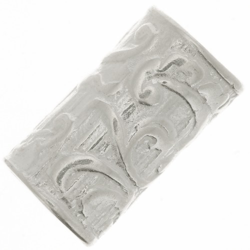 Perle tubo dritto lavorato 9x5 mm - placcatura argento fino x1