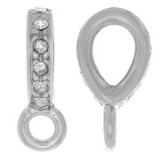 Gancio per pendente con strass 16x5 mm con anello chiuso - Rhodié - Cristallo x1