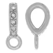 Gancio per pendente con strass 16x5 mm con anello chiuso - Rhodié - Cristallo x1