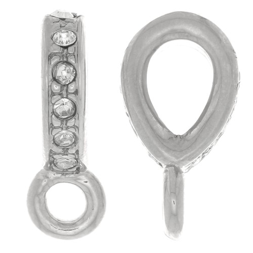 Gancio per pendente con strass 16x5 mm con anello chiuso - Rhodié - Cristallo x1