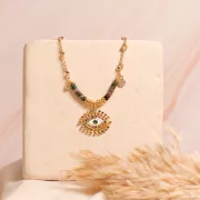 Ciondolo lucchetto rotondo con Ossido di zirconio 10x7 mm - Oro - Cristallo x1