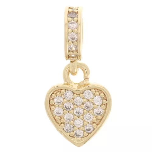 Ciondolo a cuore con anello e Ossido di zirconio 16x7 mm - Oro - Cristallo x1