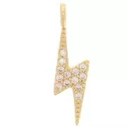 Ciondolo fulmine con Ossido di zirconio 19x5 mm - Oro - Cristallo x1