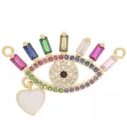 distanziatore occhio con Ossido di zirconio e cuoricino in resina epossidica 15x28mm - Oro x1