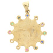 Pendente occhio blu con Ossido di zirconio e resina epossidica 22mm - Oro - Bianco x1