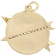 Pendente tondo e frecce con Ossido di zirconio e resina epossidica 23 mm - Oro - Bianco x1