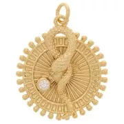 Pendente lavorato rotondo - serpente in rilievo - con Ossido di zirconio 25x22 mm - Oro x1